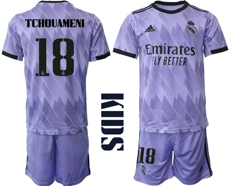 Cheap Youth 2022-2023 Club Real Madrid away purple 18 Soccer Jersey